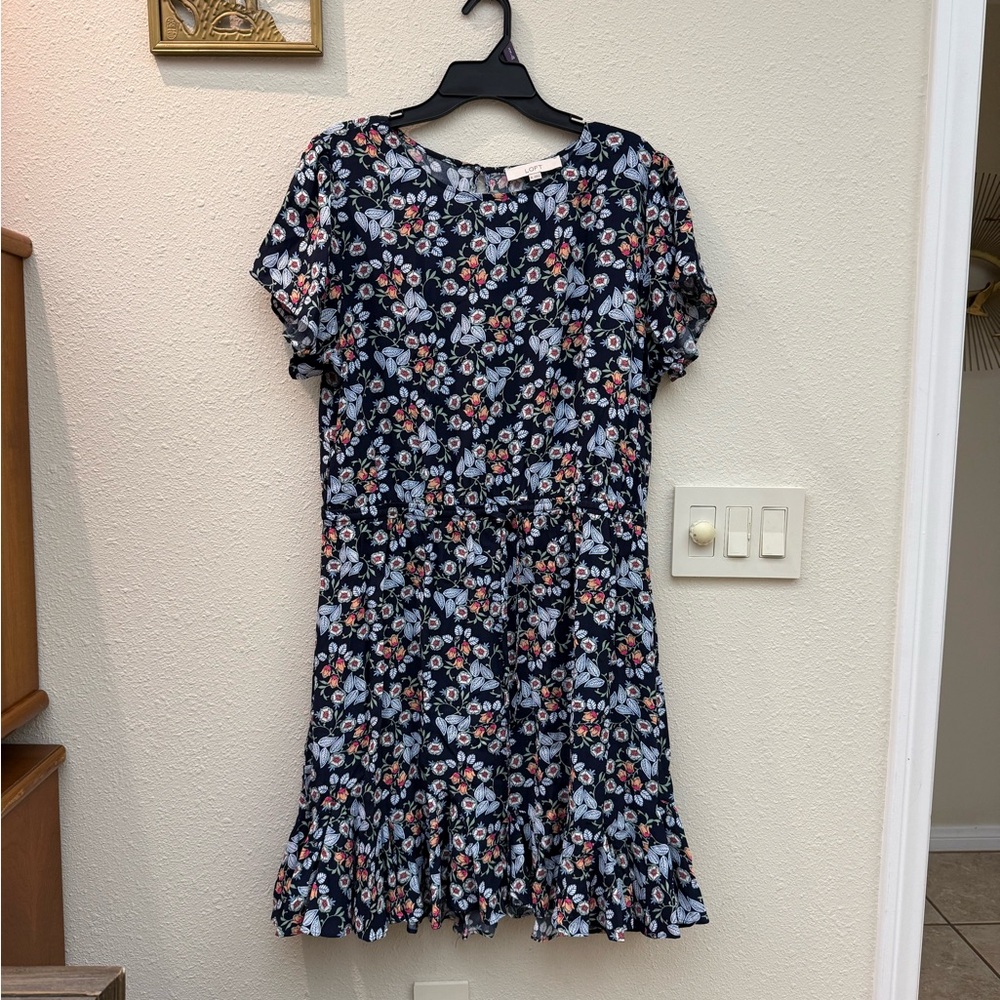 LOFT Floral Short Sleeve Dress XL